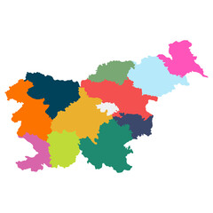  Slovenia map. Map of Slovenia in administrative provinces in multicolor
