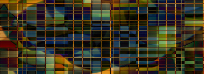 Poster - Multicolor tile pattern grid structure abstract banner