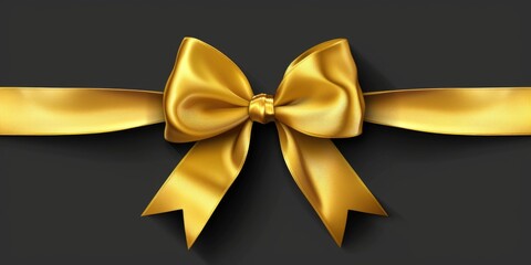 Poster - A stunning gold bow on a sleek black background. Perfect for adding a touch of elegance and sophistication to any design project