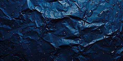 Poster - Water droplets captured in close-up on a vibrant blue surface. Versatile image suitable for various uses