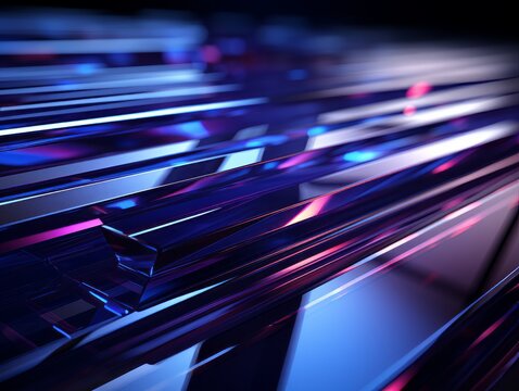 Abstract technology concept background. Shiny metal plates in blue and violet colors.
