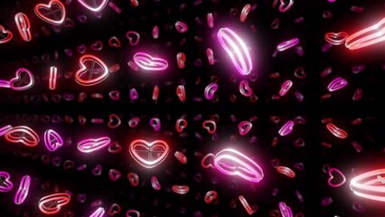 Wall Mural - heart neon love glowing fluorescent lights corridor stage cg background