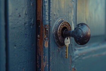 Poster - Close-up shot of a wooden door handle. Versatile image for various applications