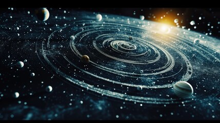Poster - A captivating image featuring a space scene with multiple planets. Ideal for science fiction enthusiasts or educational materials on astronomy