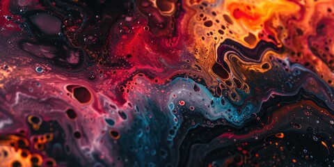 Poster - A detailed view of a liquid painting on a surface. This versatile image can be used for various artistic and creative projects