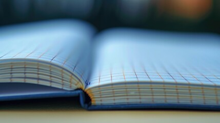 Poster - A close up of an open book on a table. Suitable for educational and literary themes