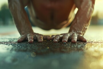 Poster - Person performing a push-up exercise. Suitable for fitness and exercise-related content