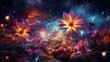 Colorful wildflower cosmic beautiful Illustration night Ai generated art