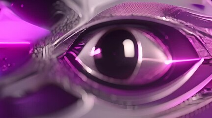 Poster - AI video that explores the concept of a global web surveillance system represented by a dynamic and visually striking human eye, digital patterns, wires, and lights forming the intricate structure of
