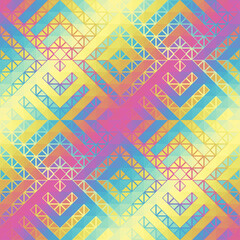 Aufkleber - Colorful Aztec Fabric, Wallpaper and Home Decor. Abstract seamless tileable pattern. Triangles aztec background. Vector image.