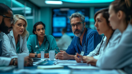 Wall Mural - group of doctors and nurses in a medical team.