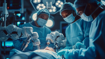 Wall Mural - team surgeon at work in operating room. group of surgeons in operating room with surgery equipment.