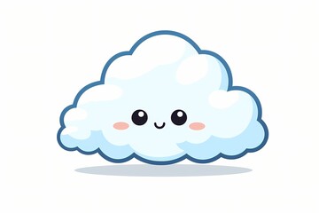 Poster - A cartoon-style illustration of a white, small cloud with a cute and minimalistic design, incorporating simple and colorful elements. Isolated on a white solid background