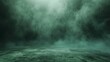 abstract image of dark green room concrete floor panoramic view of the abstract fog white cloudiness, space for product presentation ,mist or smog moves on dark green background