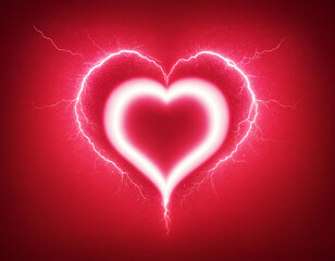 Wall Mural - A lightning bolt in the shape of a heart on a pink background.