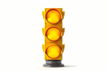 Wall Mural - A yellow traffic light isolated on a white background