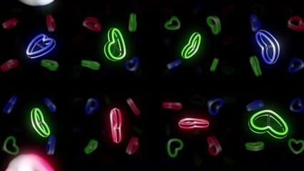 Wall Mural - heart neon love glowing fluorescent lights corridor stage cg background