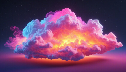Wall Mural - Vibrant 3D Neon Cloudscape Abstract Background