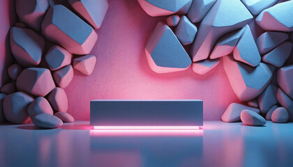Wall Mural - minimalist futuristic wallpaper with empty platform for product display