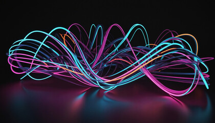 Wall Mural - Glowing neon lines in dark setting