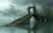 ponte na composição fotográfica conceitual do lago