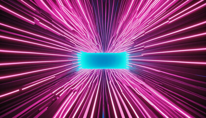 Wall Mural - 3d render of a vibrant neon virtual reality wallpaper with a futuristic, abstract design in pink and