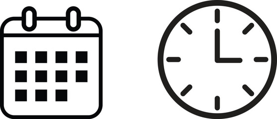 Poster - Date and time icons isolated on white background . Vector illustration
