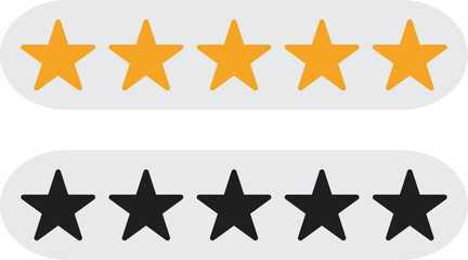 Poster - Five star rating icon set isolated on white background . Gold and black five star rating labels . Vector illustration