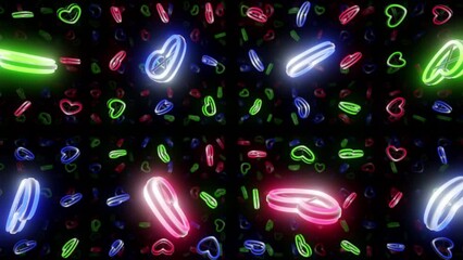 Wall Mural - heart neon love glowing fluorescent lights corridor stage cg background