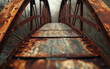 ponte geométrica de ferro enferrujado com composição minimalista conceitual de fotografia 