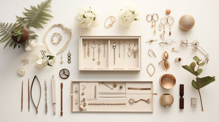 Wall Mural - Aerial view of an empty dressing table