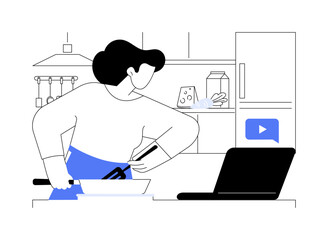 learn cooking online isolated cartoon vector illustrations.