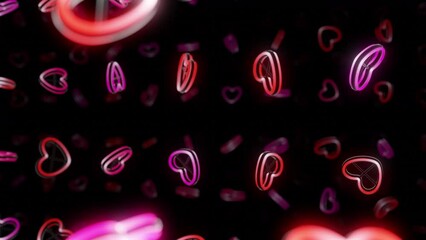 Wall Mural - heart neon love glowing fluorescent lights corridor stage cg background
