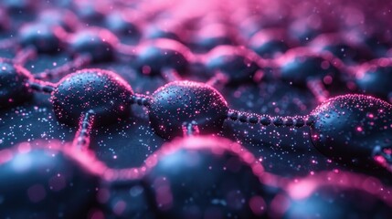  a close up of a bunch of balls in the middle of a field of blue and pink balls in the middle of a field of blue and pink balls in the middle of the middle of the picture.