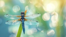 Summer Serenity: Dragonfly On Reed With Copyspace