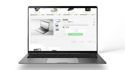 Wall Mural - Technology products website animation. E-commerce and shopping sales webpage.