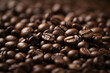 Roasted coffee beans background. Top view. Coffee background