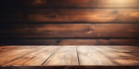 Wall Mural - Wooden table with empty interior backdrop