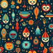 Colorful Collection of Masks on a Blue Background
