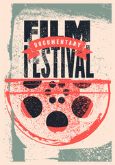 Wall Mural - Film Festival documentary typographical vintage grunge style poster design. Retro vector illustration.