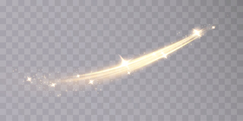 Poster - Dynamic golden lines with a glow effect. Magic light effect. Abstract sparkling whirlpool, wave of light.