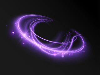 Leinwandbilder - Shiny purple glowing sparkling spiral with magic vector effect of magic sparkling dust particles. A light painting illustrating the movement of energy.