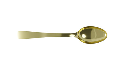 Wall Mural - Golden spoon isolated on transparent and white background. Food concept. 3D render