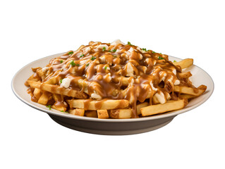 Wall Mural - a plate of french fries with gravy and nuts