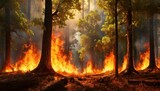 Fototapeta  - Incendie d'une forêt, concept de réchauffement climatique