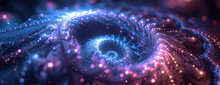 Mystical 3D Fractal A Purple And Blue Spiral Background Generative AI