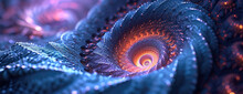 Mystical 3D Fractal A Purple And Blue Spiral Background Generative AI