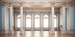 Ancient Greek-style room, vintage interior decor with classical columns and antique pillars.