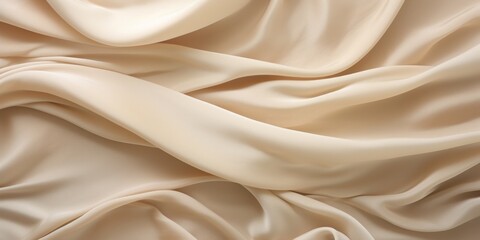 Satin Fabric with Elegant Draped Folds. Beige Textile Background. Generative AI