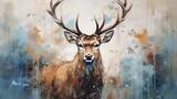 Abstract deer oil painting